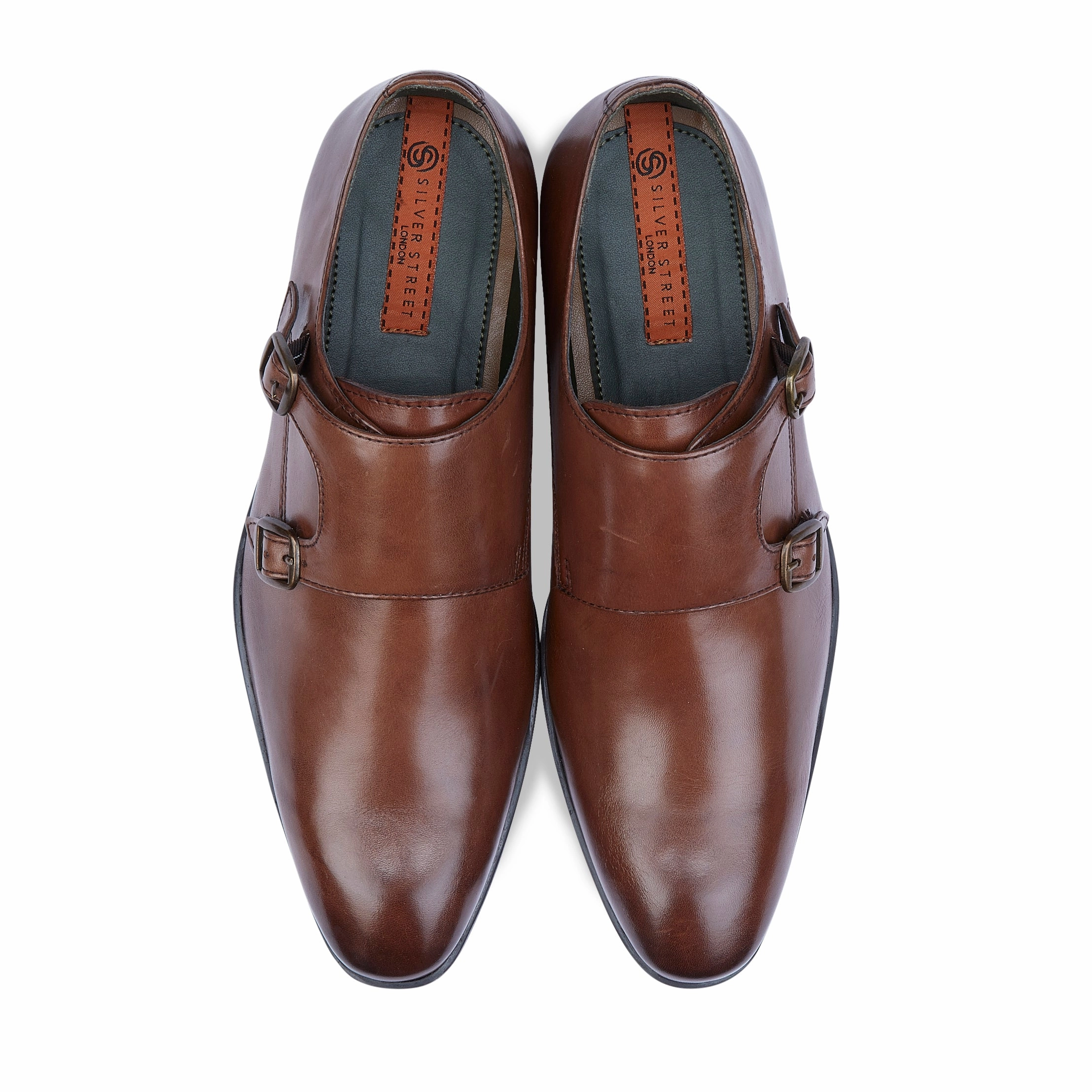 Bourne Leather Double Monk Strap Shoes  - Brown Tape Brogues