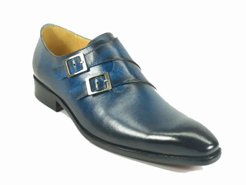 Carrucci Double Monk Strap Loafer Navy And Tan Brogues