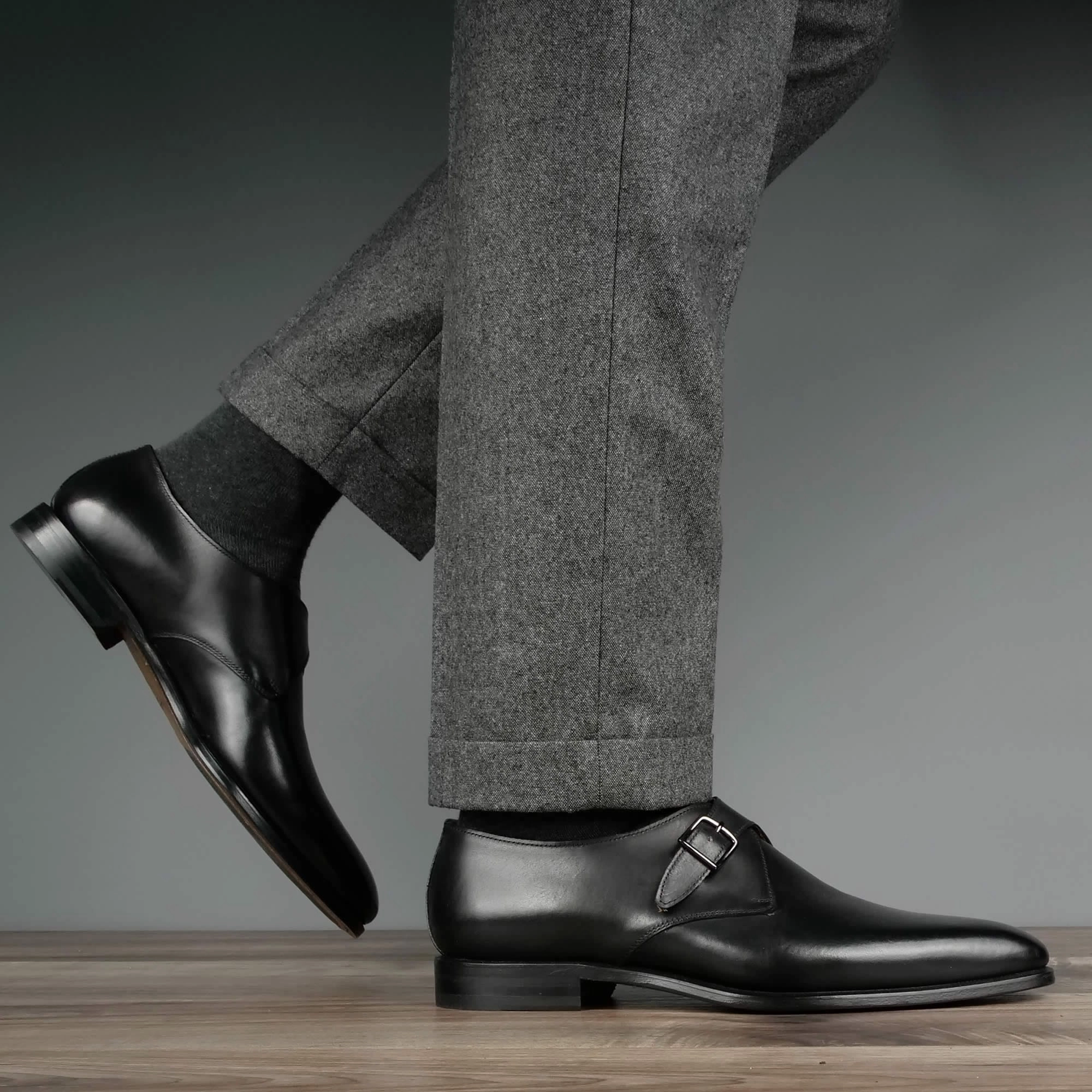 Brooklyn Single Monk Black Base London Woburn Brogues