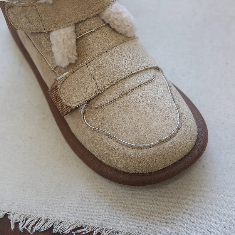 Women Retro Suede Casual Flat Snow Boots Boys' Snow Boots