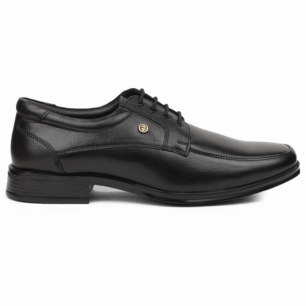 Healers Black Formal Lacing Derby Shoes For Men UDL-9 By Liberty Textured Derby Shoes