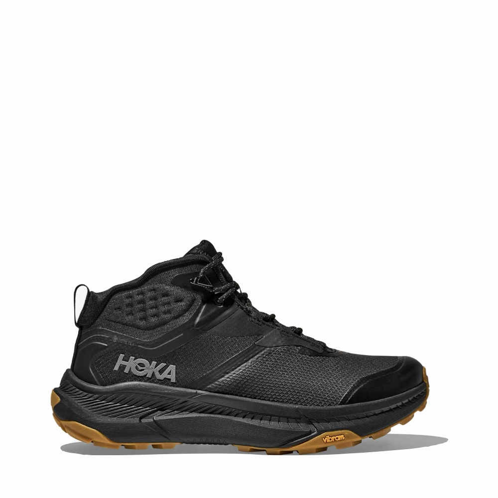 Hoka Men's Transport Hike GTX Mid Waterproof Boot in Black/Black Sneakers Hiking Shoes