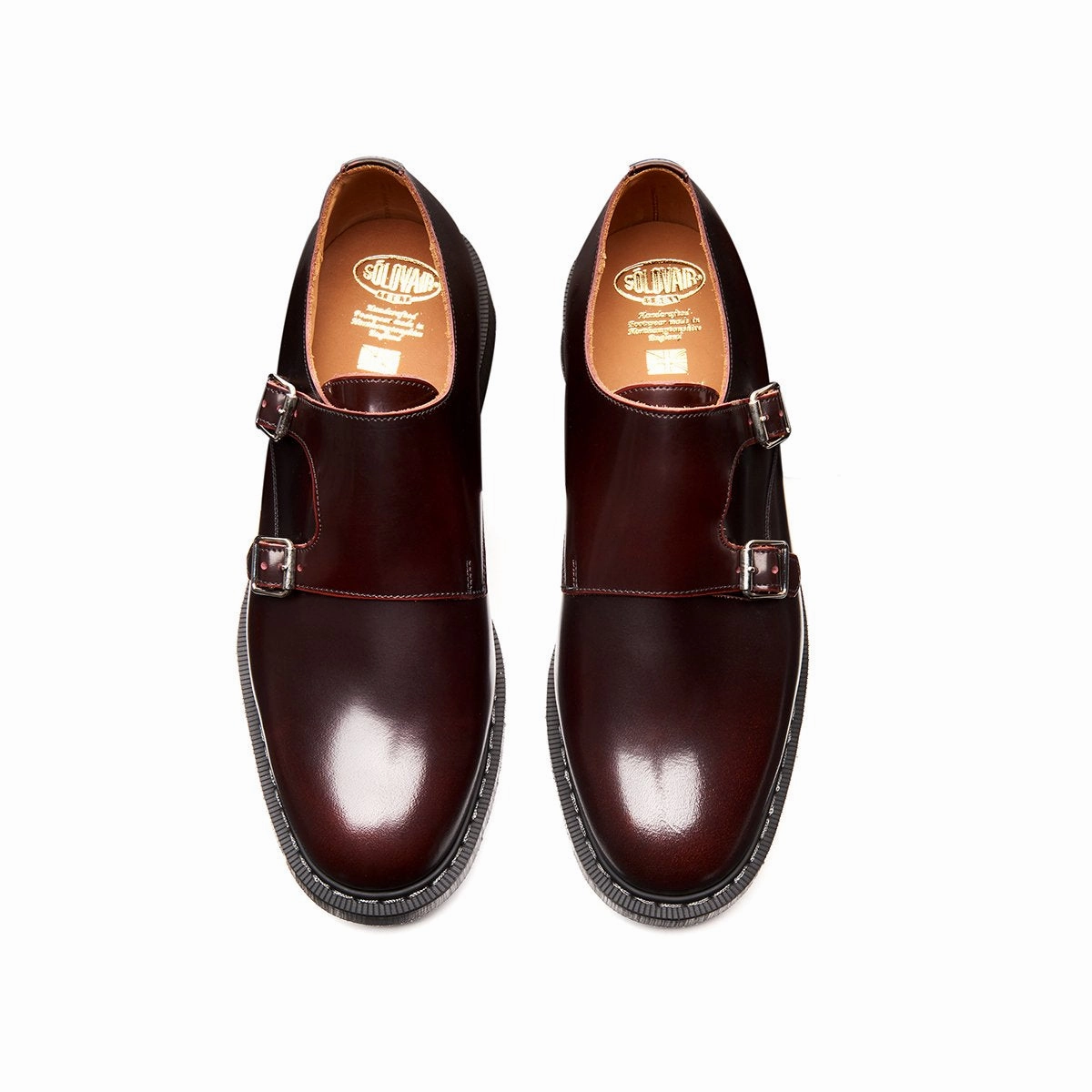 Burgundy Rub-Off Double Buckle Monk Shoe Comfy Brogues