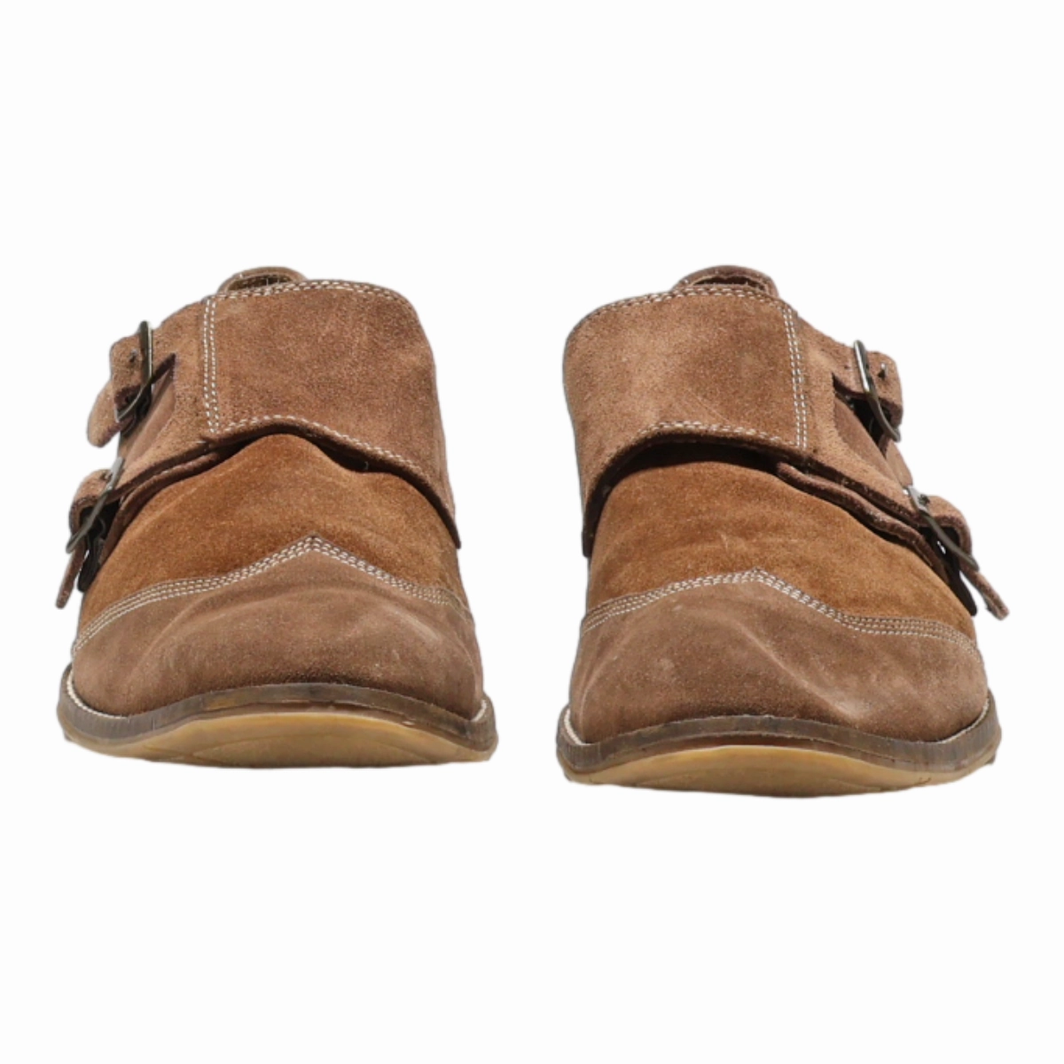 HUSH PUPPIES Monk Shoes Brown Leather Mens UK 9.5 Dark Brogues