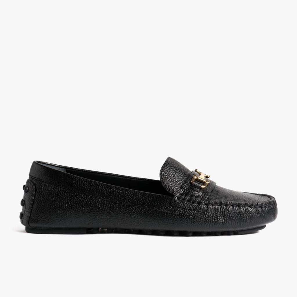 Driving Loafer | Black & Gold Loafers Mary Jane