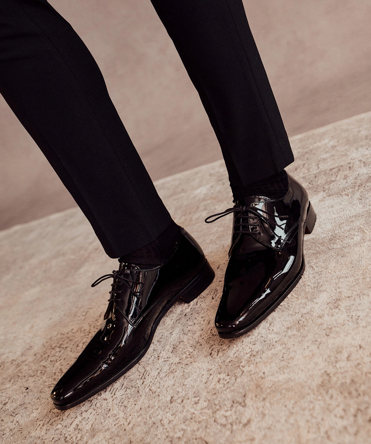 Derby CAMPOLI 2 Vernis Noir Lace-up Boots Shoes