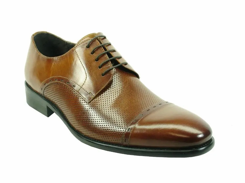 Oxfords With Brogues Cap Toe Leather Lace-up Shoe