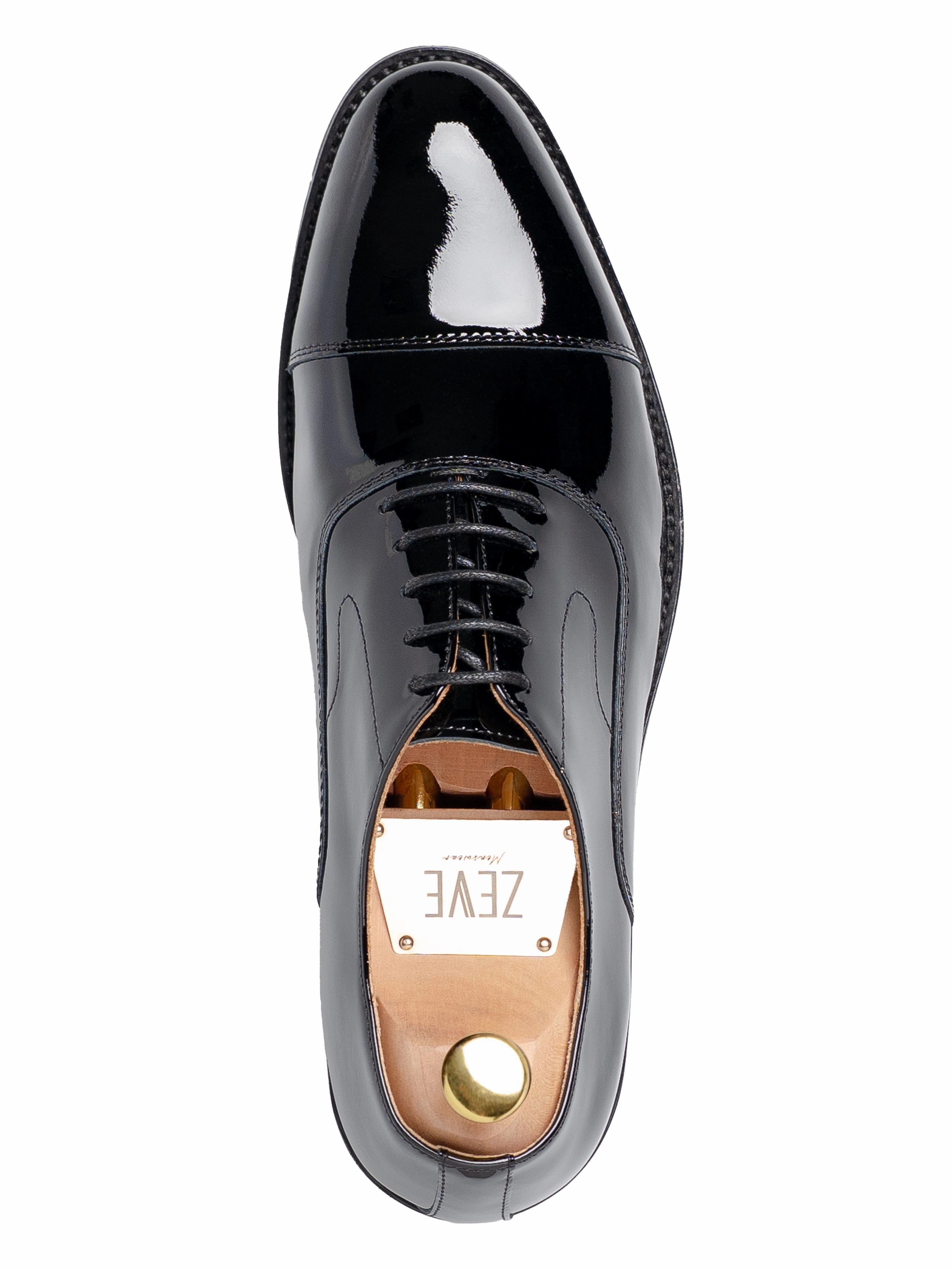 Oxford Cap Toe Tux - Black Patent Leather Chunky Oxford Shoes