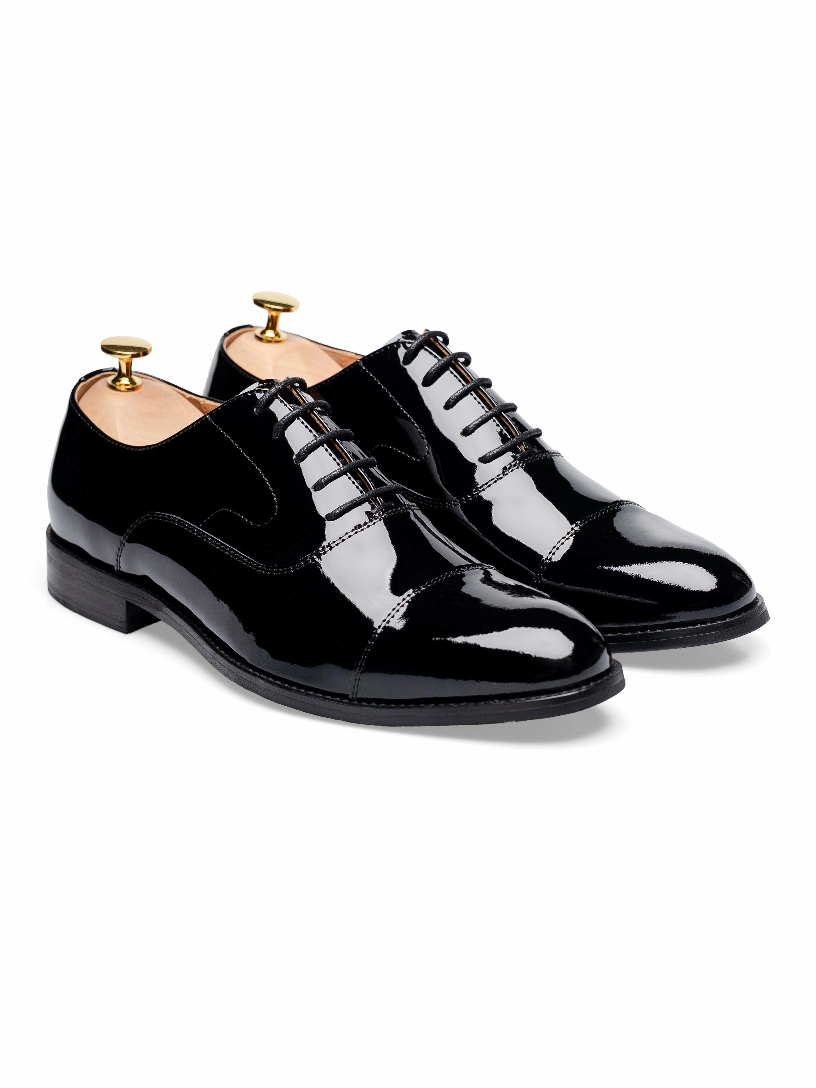 Oxford Cap Toe Tux - Black Patent Leather Oxford Shoes Loafers