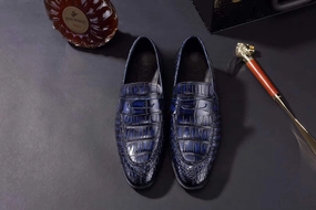 Crocodile Shoes Mens Crocodile Leather Penny Loafer Shoes Vintage Blue Easy Spirit Devitt Loafers