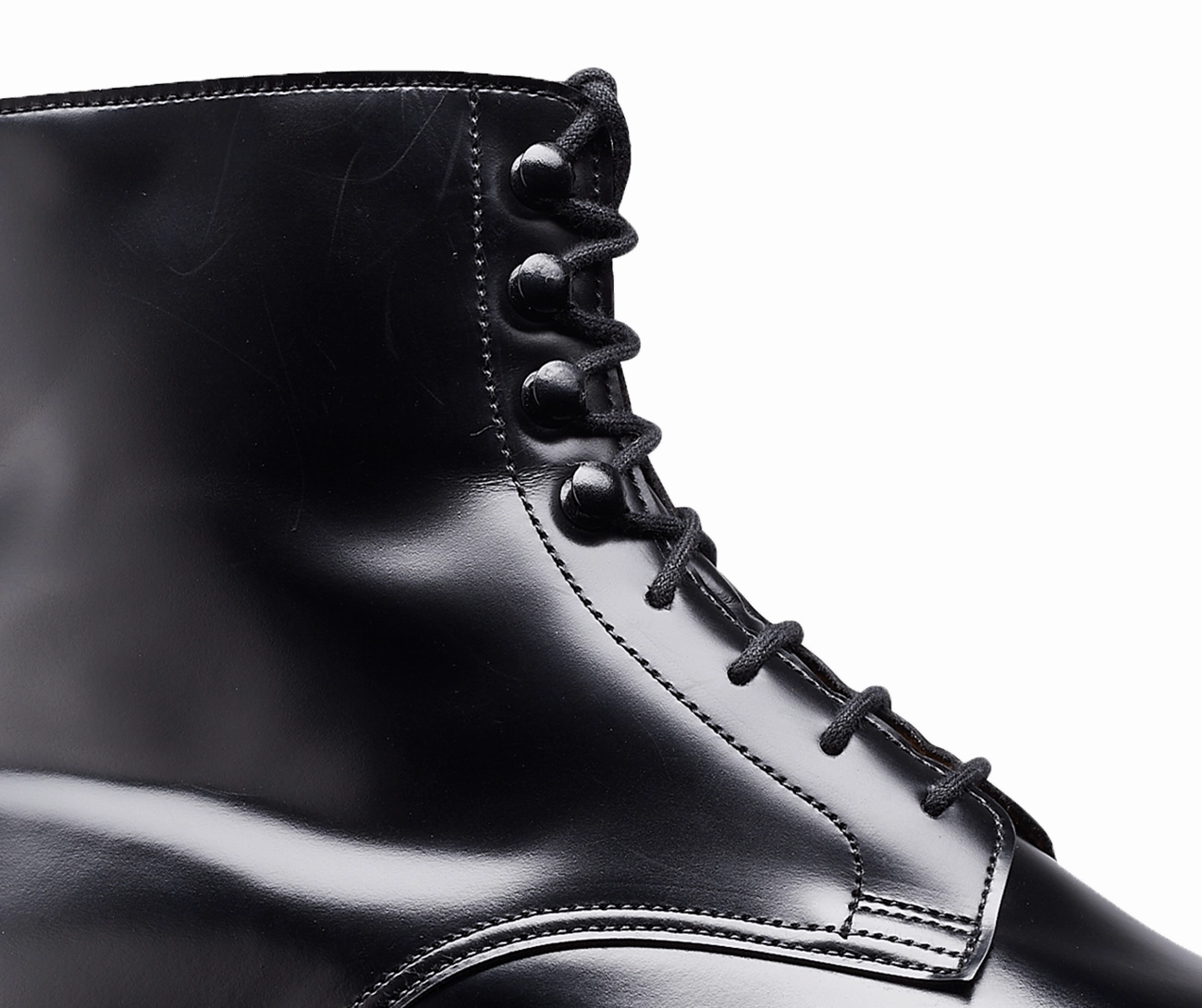 Self Lace Up Shoes Jane Black Cavalry Calf