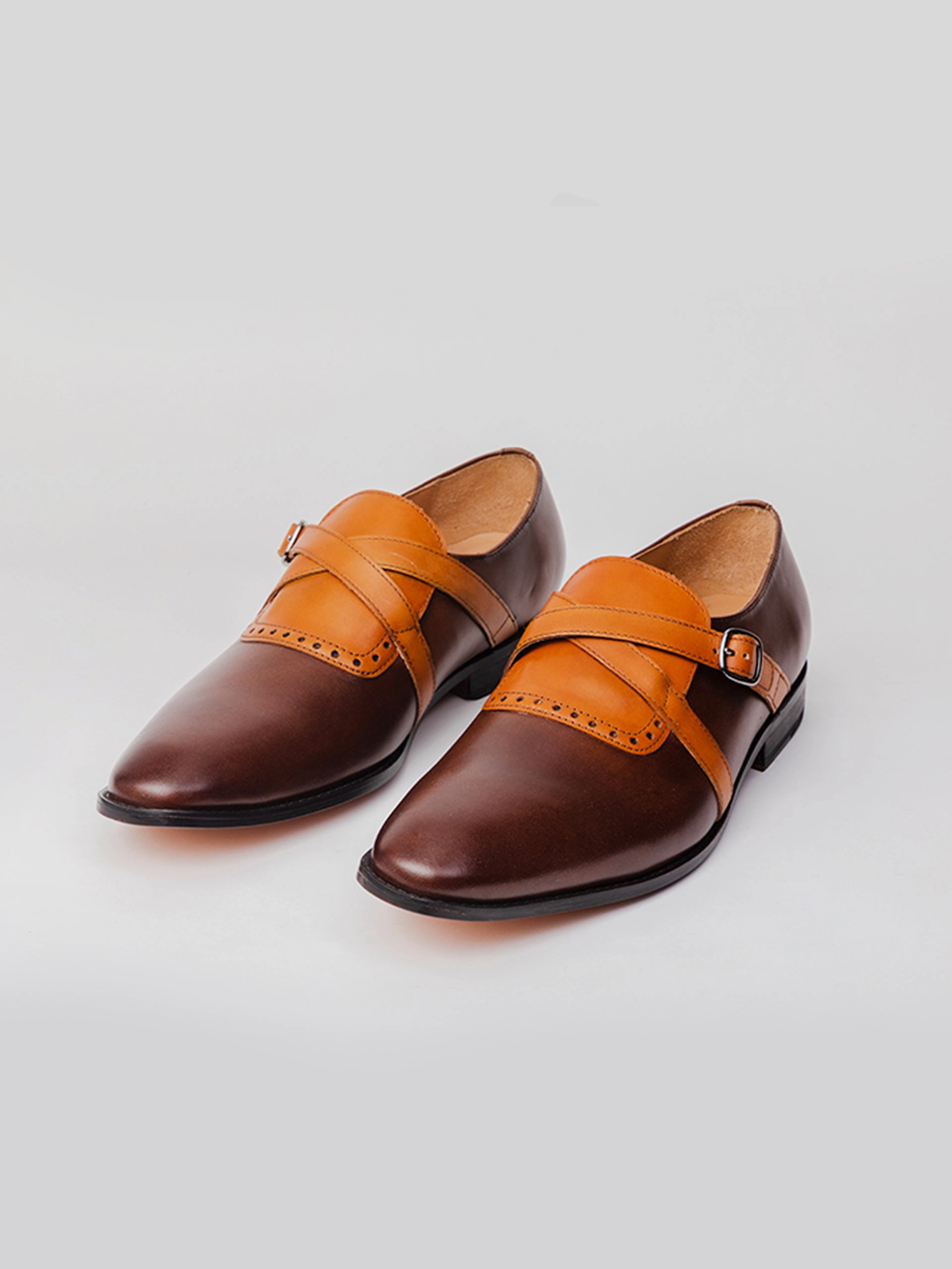 Jayden Single  Monk-strap - Tan/Brown Tan Brown Brogue Shoes