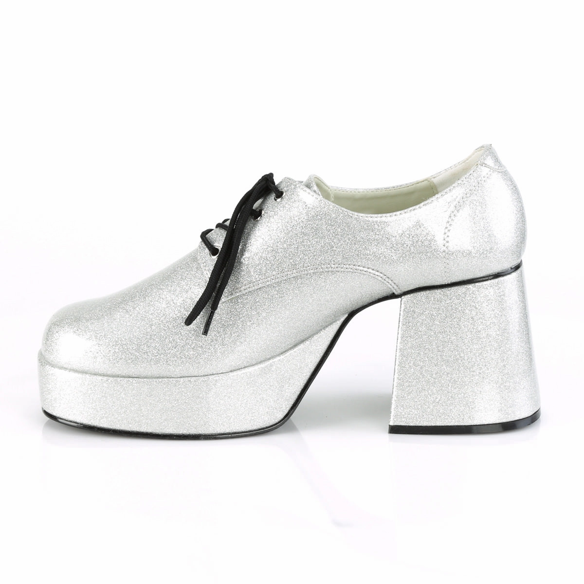 JAZZ-02G Silver Glitter Platform Shoes Bradford Cap Toe Oxfords