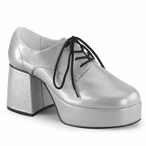 Oxfords Wide JAZZ-02G Silver Glitter Platform Shoes