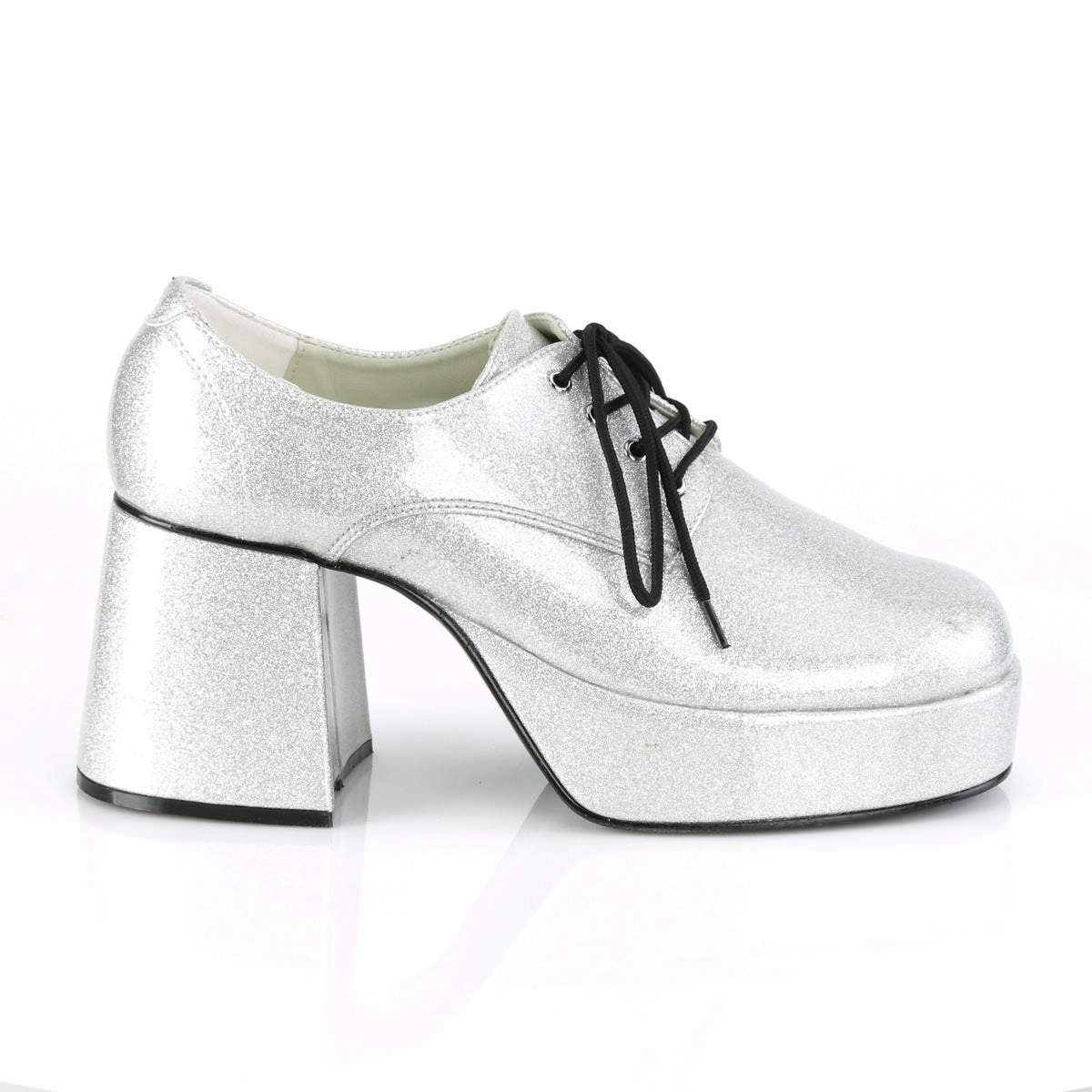 JAZZ-02G Silver Glitter Platform Shoes Derby Vs Oxford Shoes
