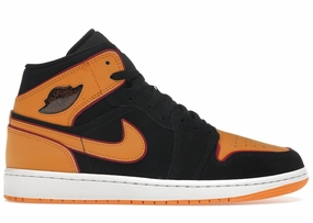 Jordan 1 Mid Fat Tongue Black Orange 70's Basketball Shoes