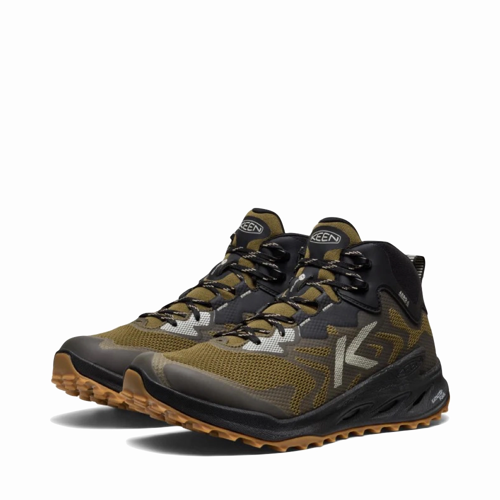 KEEN Men's Zionic NXT Waterproof Hiking Boot in Dark Olive/Black Hiking Shoes Without Laces