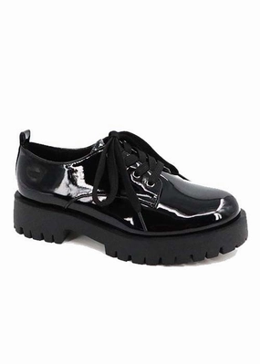 Lace Up Lug Sole Pu Loafer Patent Shoes