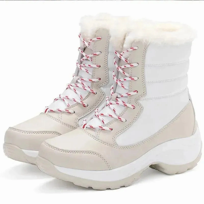 Snow Boots Size 4 Youth Ladies Trendy Fur Lace Up Snow Ankle Boots