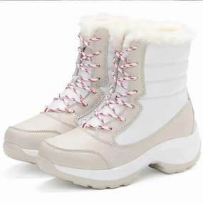 Ladies Trendy Fur Lace Up Snow Ankle Boots Sequin Snow Boots