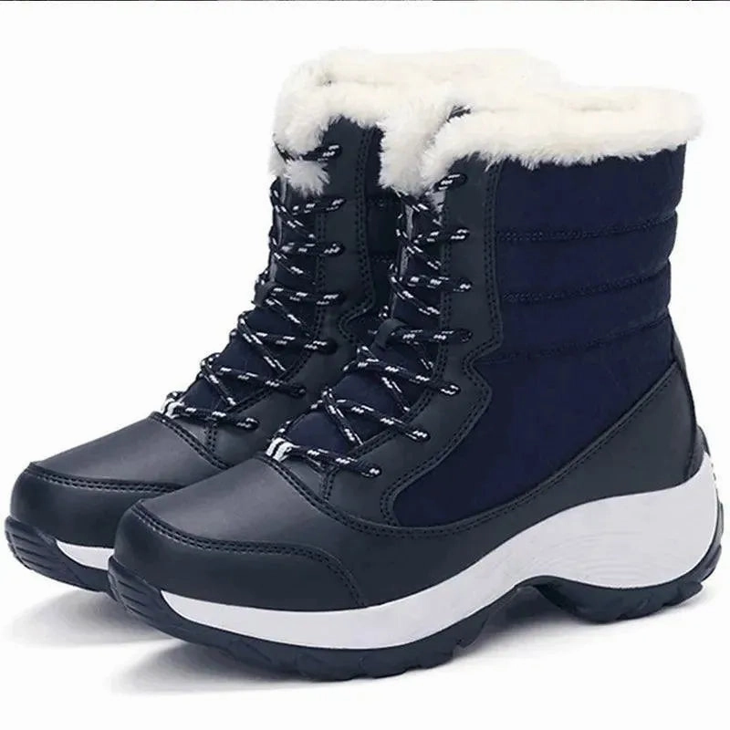 Huk Snow Boo Ladies Trendy Fur Lace Up Snow Ankle Boots
