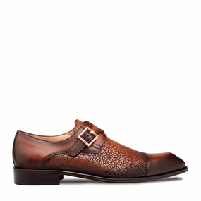 Laser-Print Calf Monk Strap Bar Iii Parker Leather Cap-toe Brogues