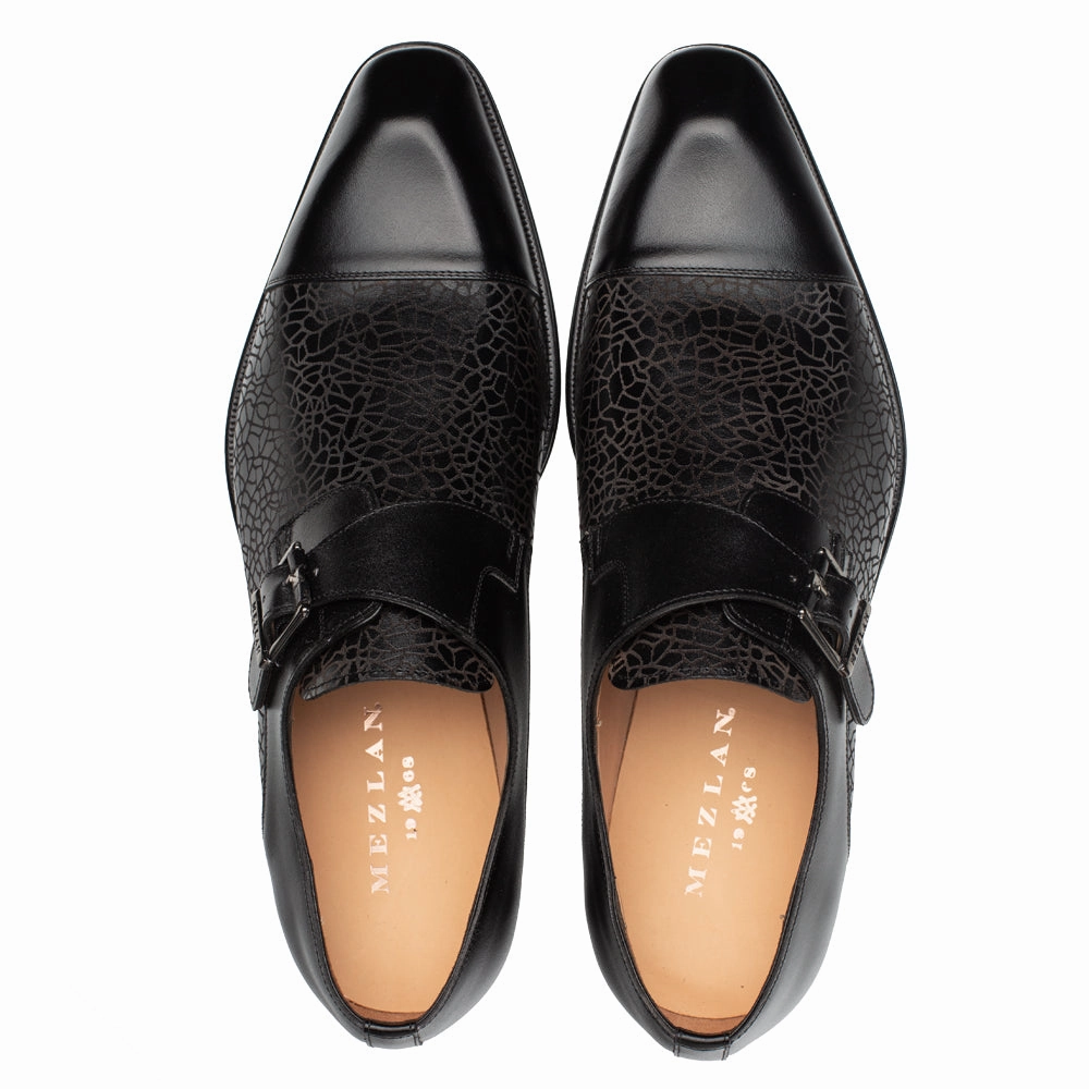 Womens Brogues Laser-Print Calf Monk Strap