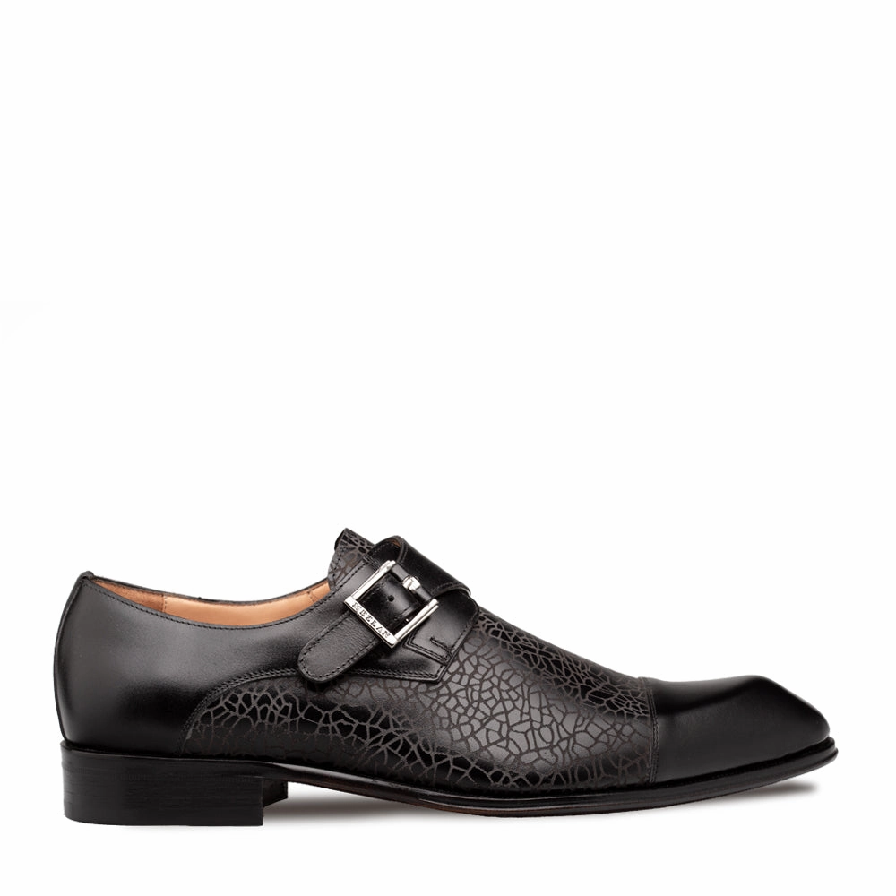 Laser-Print Calf Monk Strap Wide Toe Box Brogues