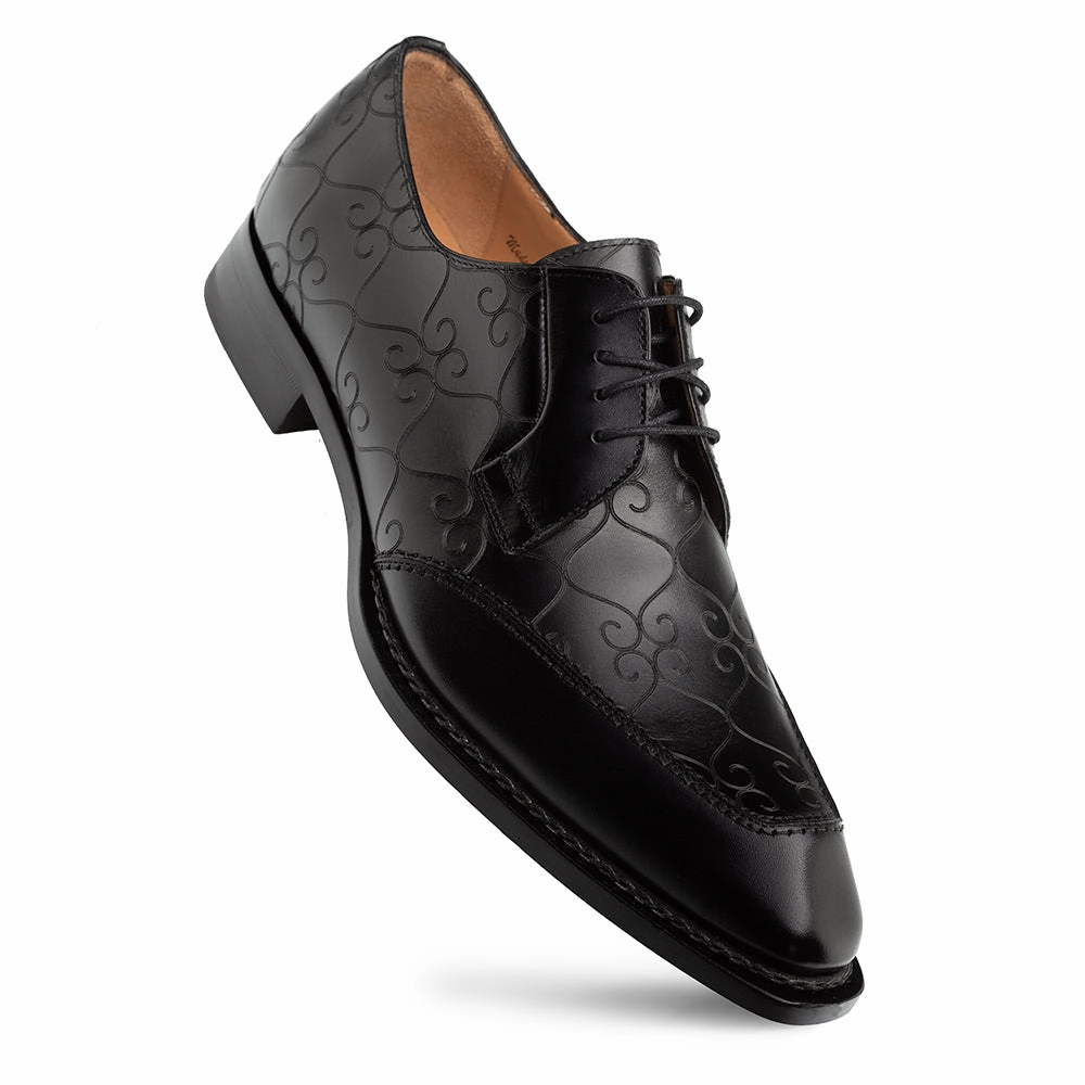 Calfskin Derby Shoes Laser Print Derby