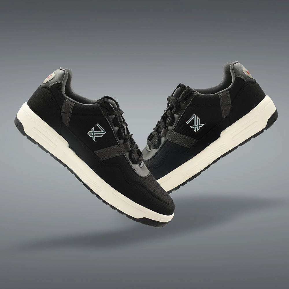 Leap7x Black Sports Lacing Walking Shoes For Men NEXTER-3E By Liberty Gel-ii30 Casual Shoes