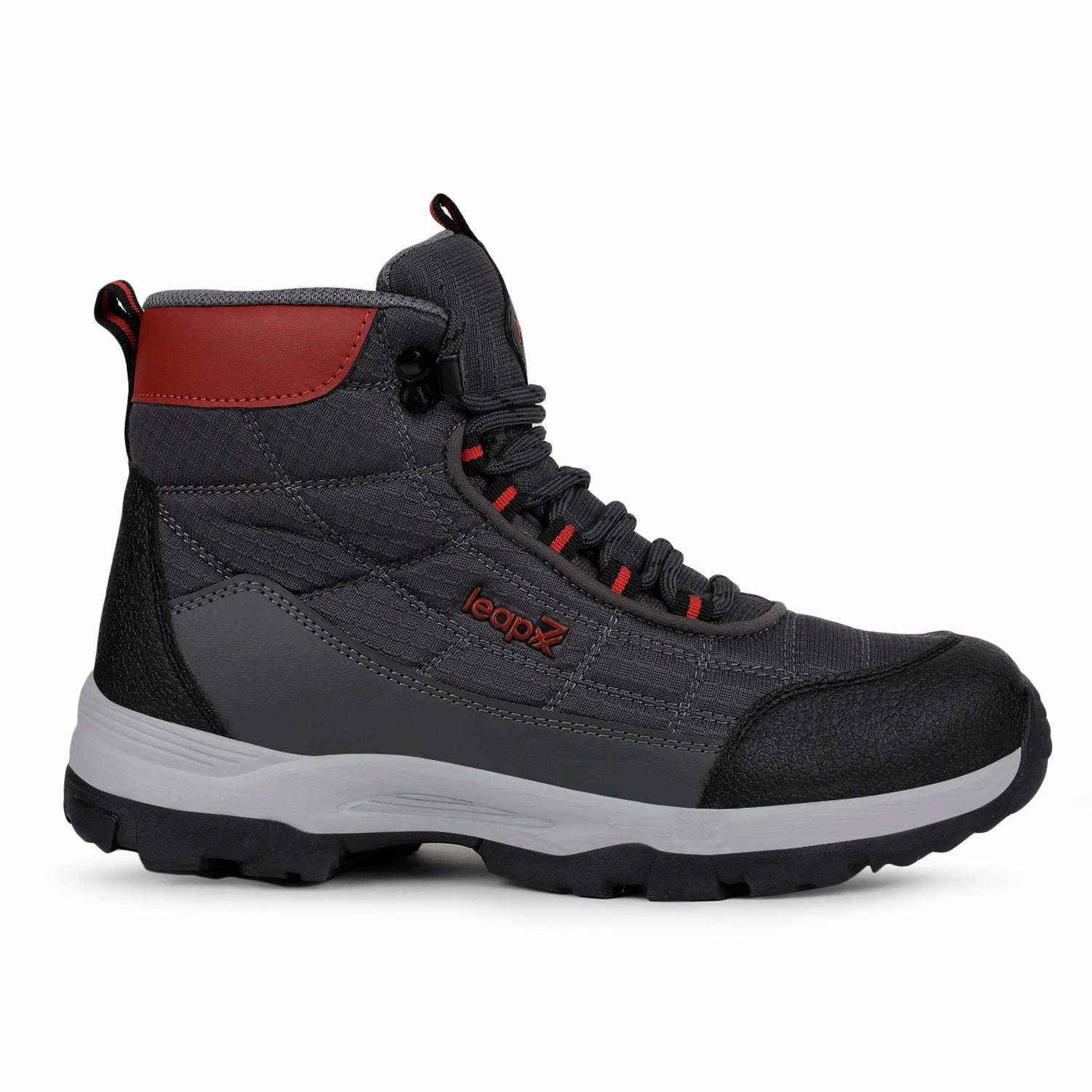 Leap7x Sports Light Grey High Ankle Trekking Shoes For Mens VERTICAL By Liberty Casual Biking Shoes