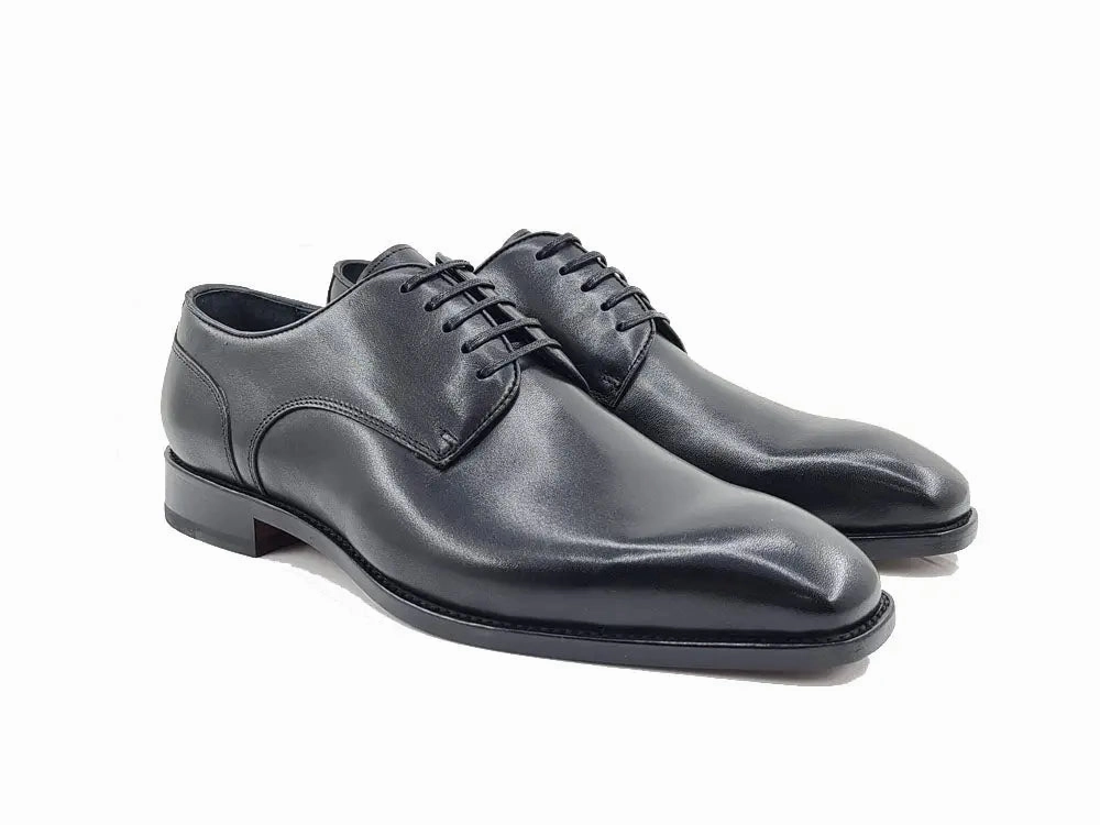 Leather Sole Plain Toe Burnished Blucher Alligator Oxfords