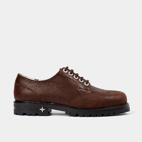 Lennon Brown Cracked Derby - Men's Lace Up Boat Shoe