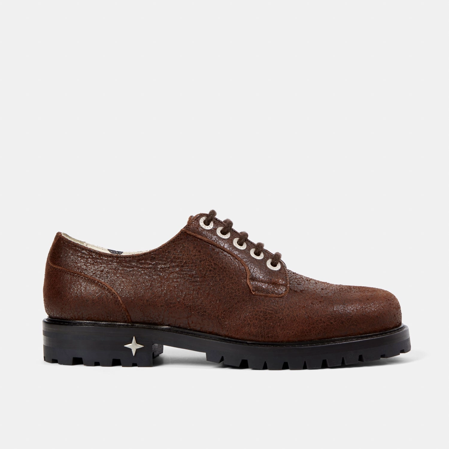 Cloth Lace Up Shoes Lennon Brown Cracked Derby - Men's