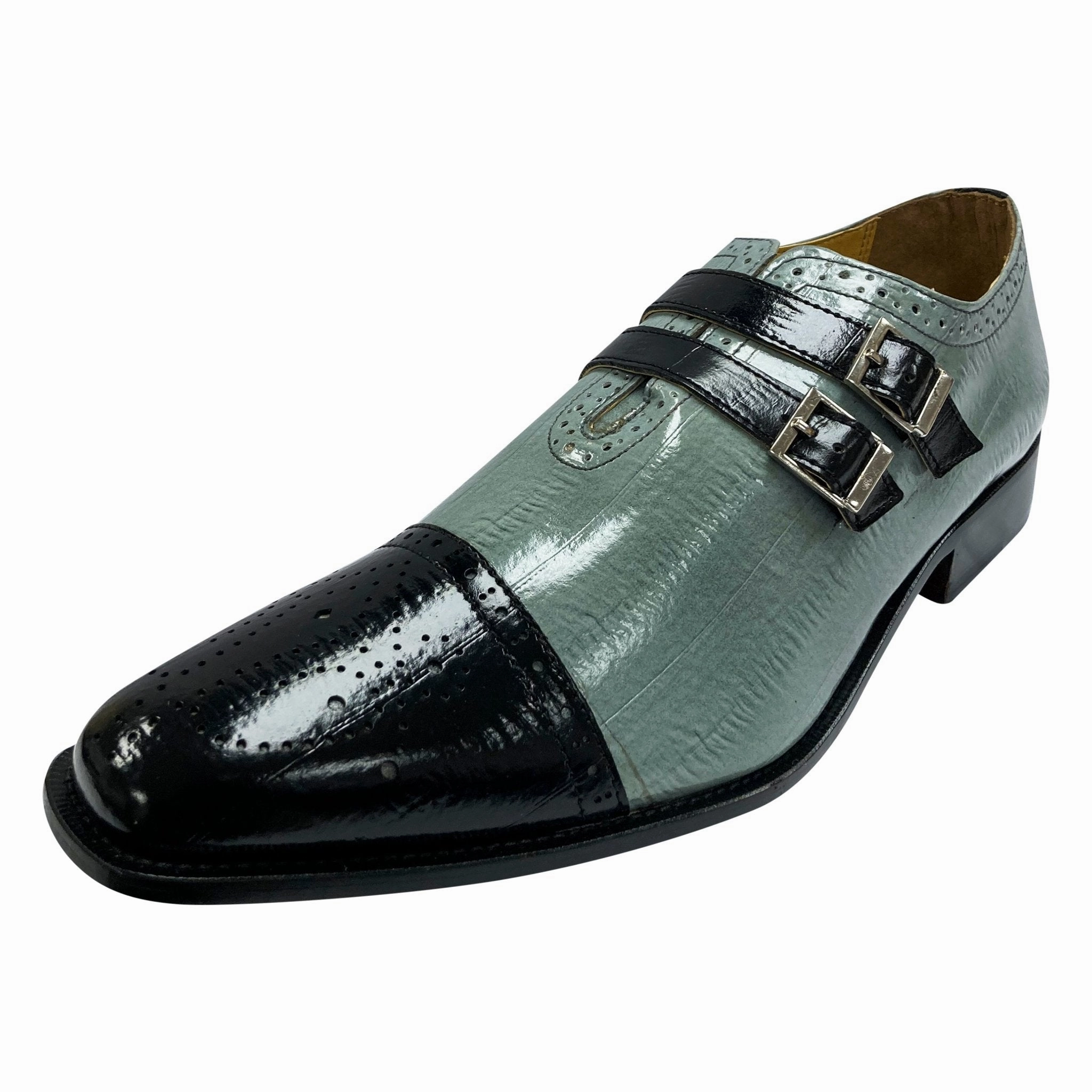 LIBERTYZENO Men's Double Buckle Monk Strap Leather Dress Shoes Difference Between Derby Vs Oxford Vs Brogue