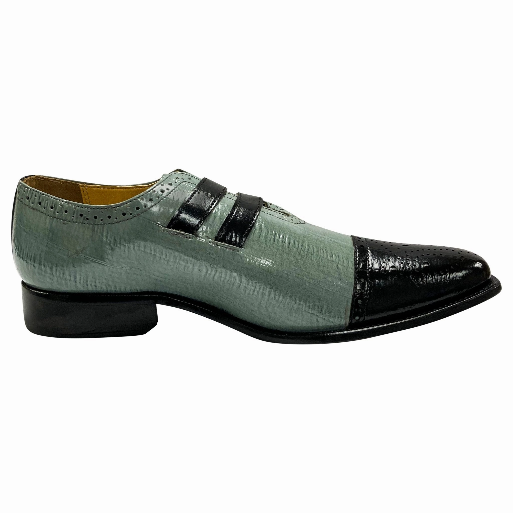 LIBERTYZENO Men's Double Buckle Monk Strap Leather Dress Shoes Brogue & Cuff Clothiers