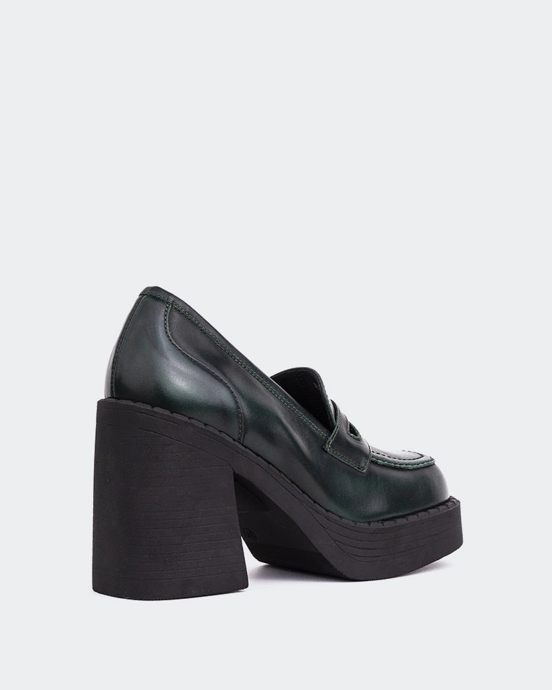 Weezer Green Leather Mary Janes Velvet Shoes