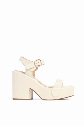Iris Platform Sandal in Cream Nappa Leather Marc Jacobs The Step Forward Mary Jane Shoes