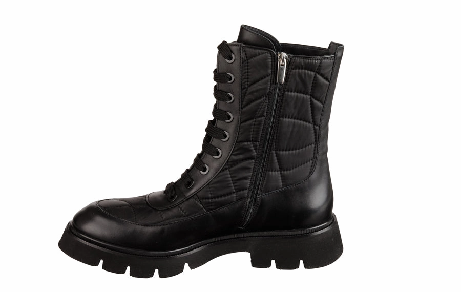 Eva Iris Black Brogue Boots Womens Wide Fit