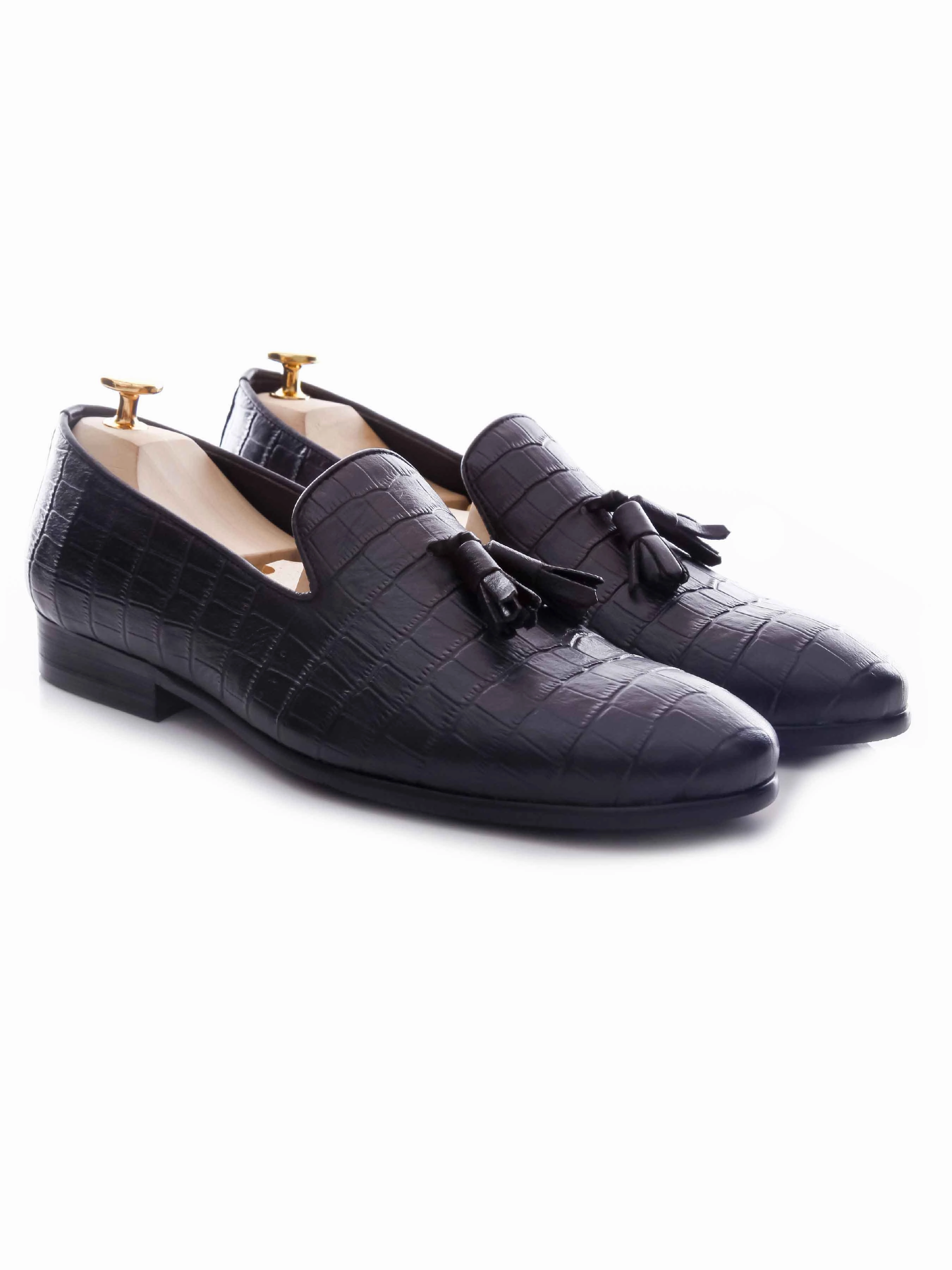 Best Loafers For Walking Loafer Slipper - Black Croco Leather