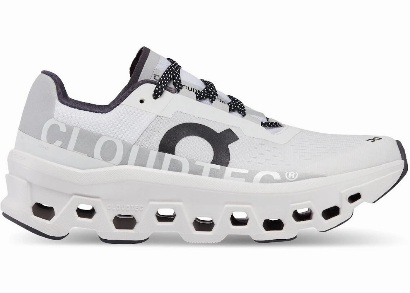 On Running Cloudmonster White Black (Women'S) Best Running Shoes With Roomy Toe Box