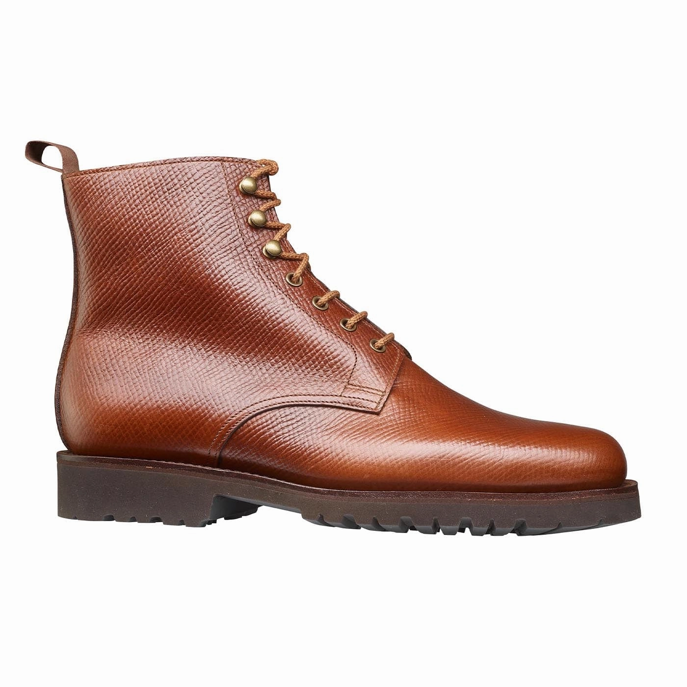 Moccasin Lace Up Shoes Lorna Walnut Hatch Grain