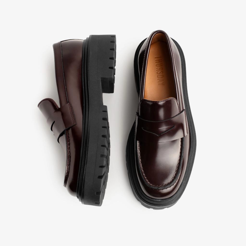 Penny Platform | Burgundy Wide Fit Low Heel Mary Jane Shoes