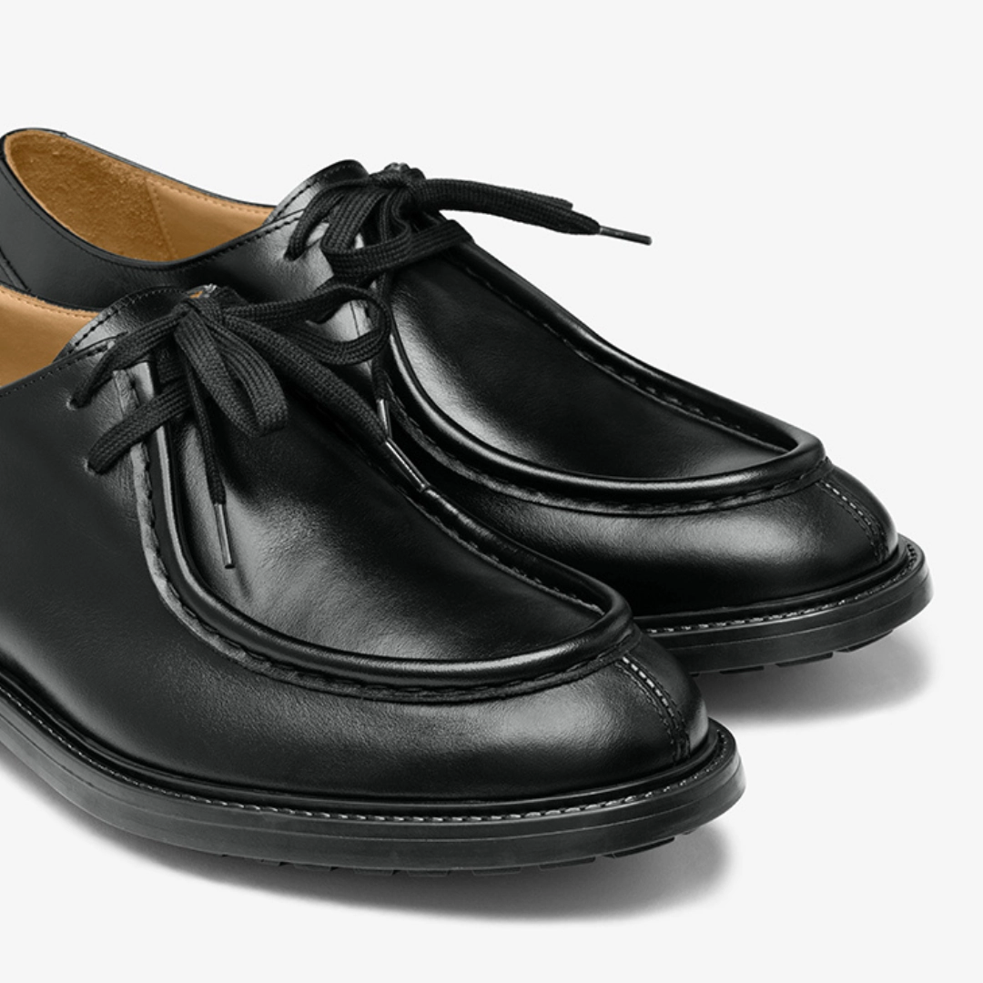 Walk London Brooklyn Derby Shoe Men's Black Leather Tuscan Moc Boot