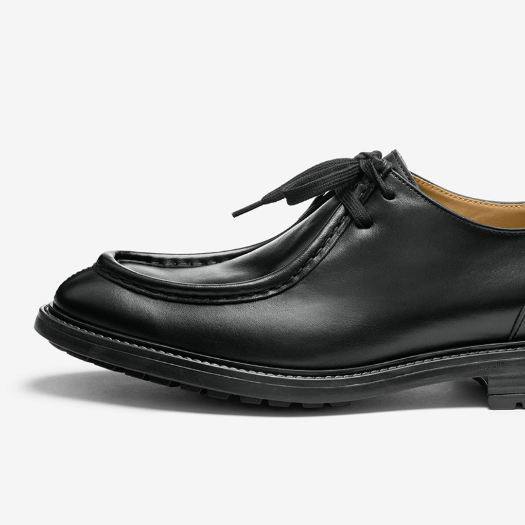 Men's Black Leather Tuscan Moc Boot Lace Up Evening Shoes