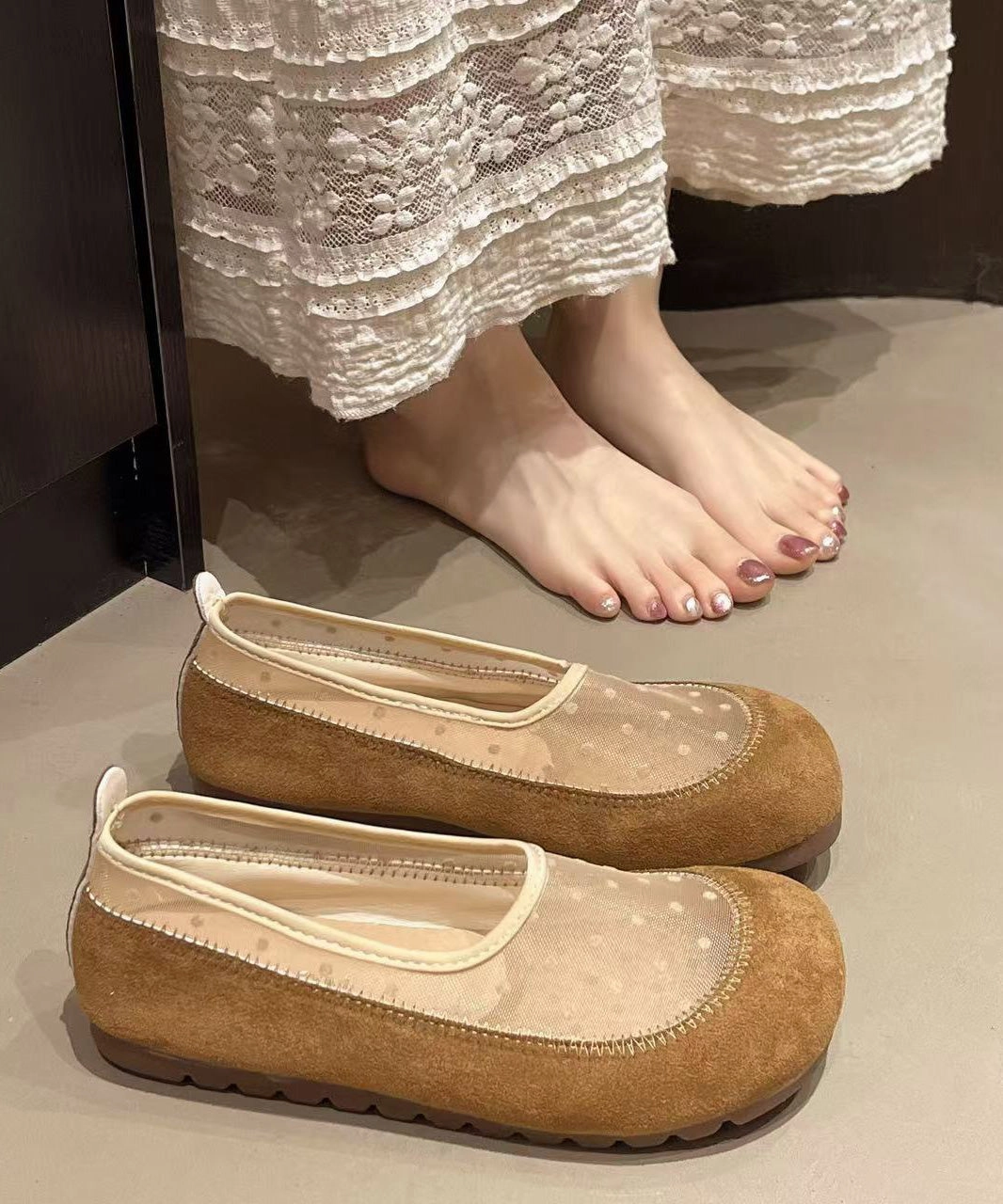 Splicing Breathable Mesh Yellow Boutique Platform Shoes Flat Funtasma Mary Jane Shoes