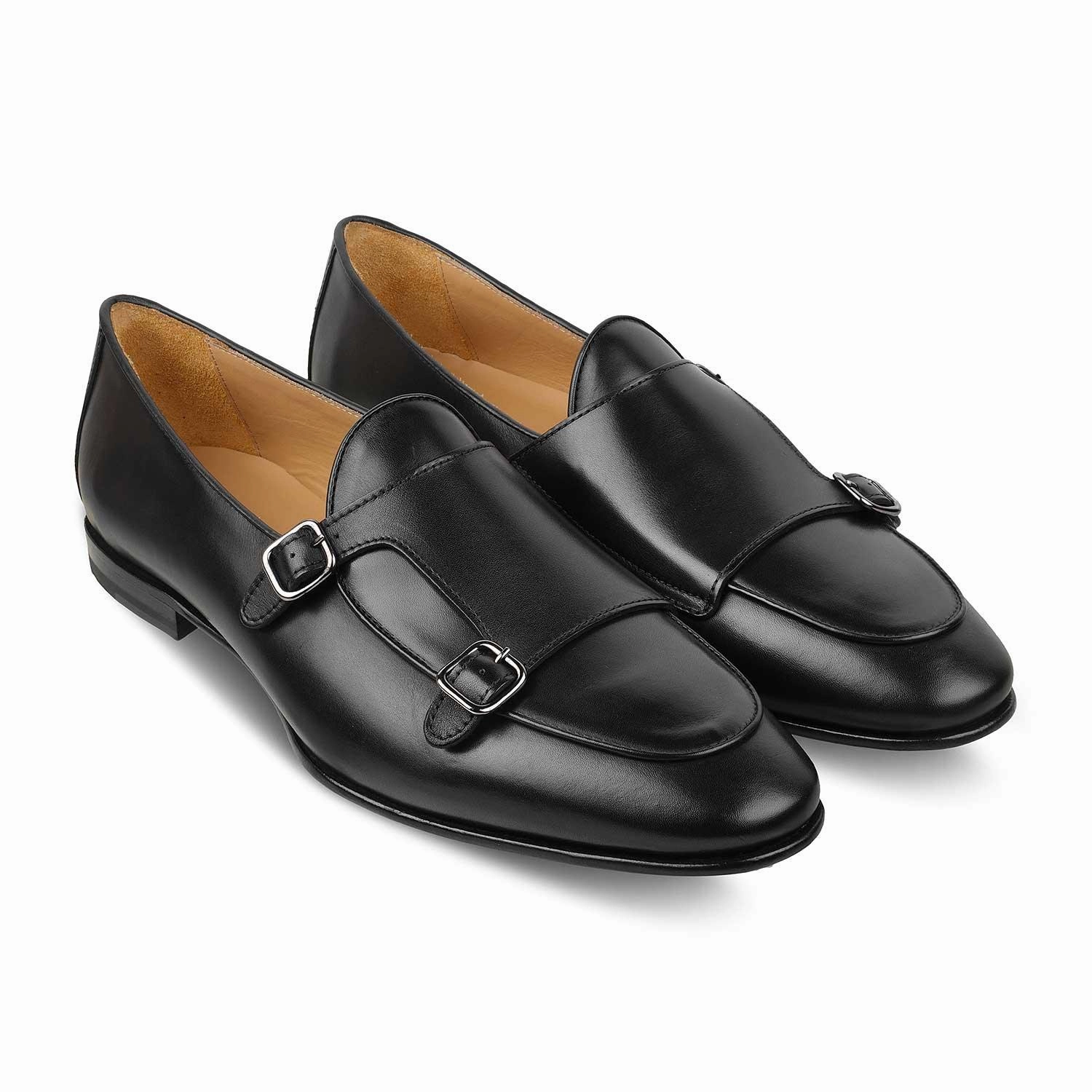 The Maccabeo Black Men's Handcrafted Double Monk Shoes Tresmode Difference Between Oxfords And Brogues