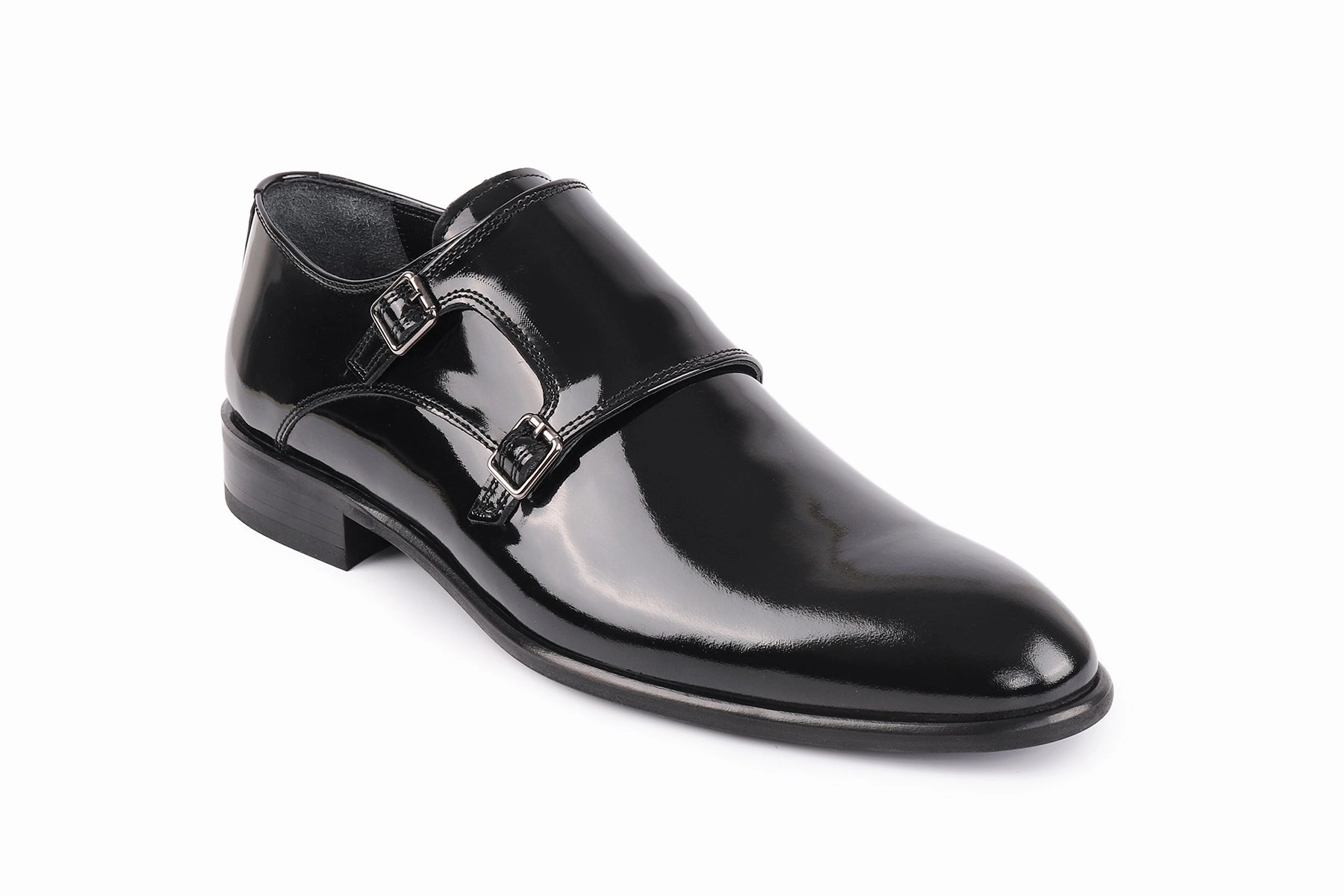 Macdona Patent Leather Double Monk Shoes Brogues Fashion