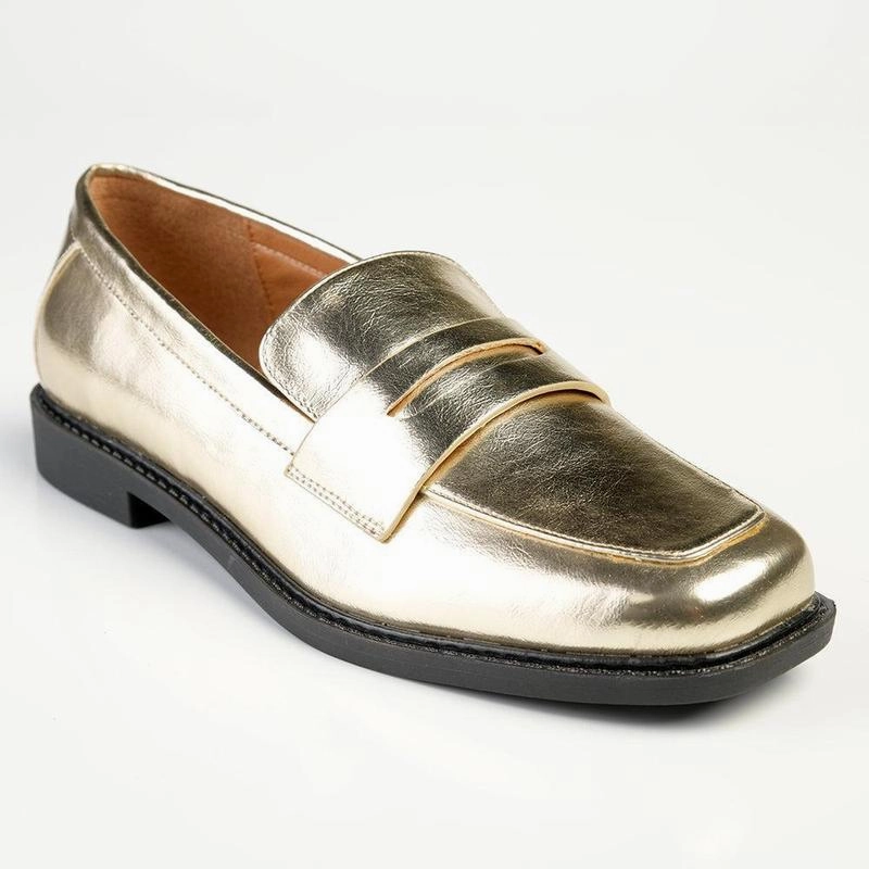Madison Bliss 3 Loafer With Saddle - Champagne Gold Gothic Loafers