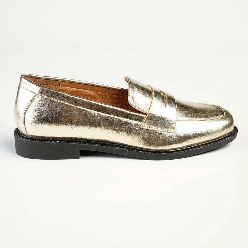 Penny Loafers Wide Width Madison Bliss 3 Loafer With Saddle - Champagne Gold